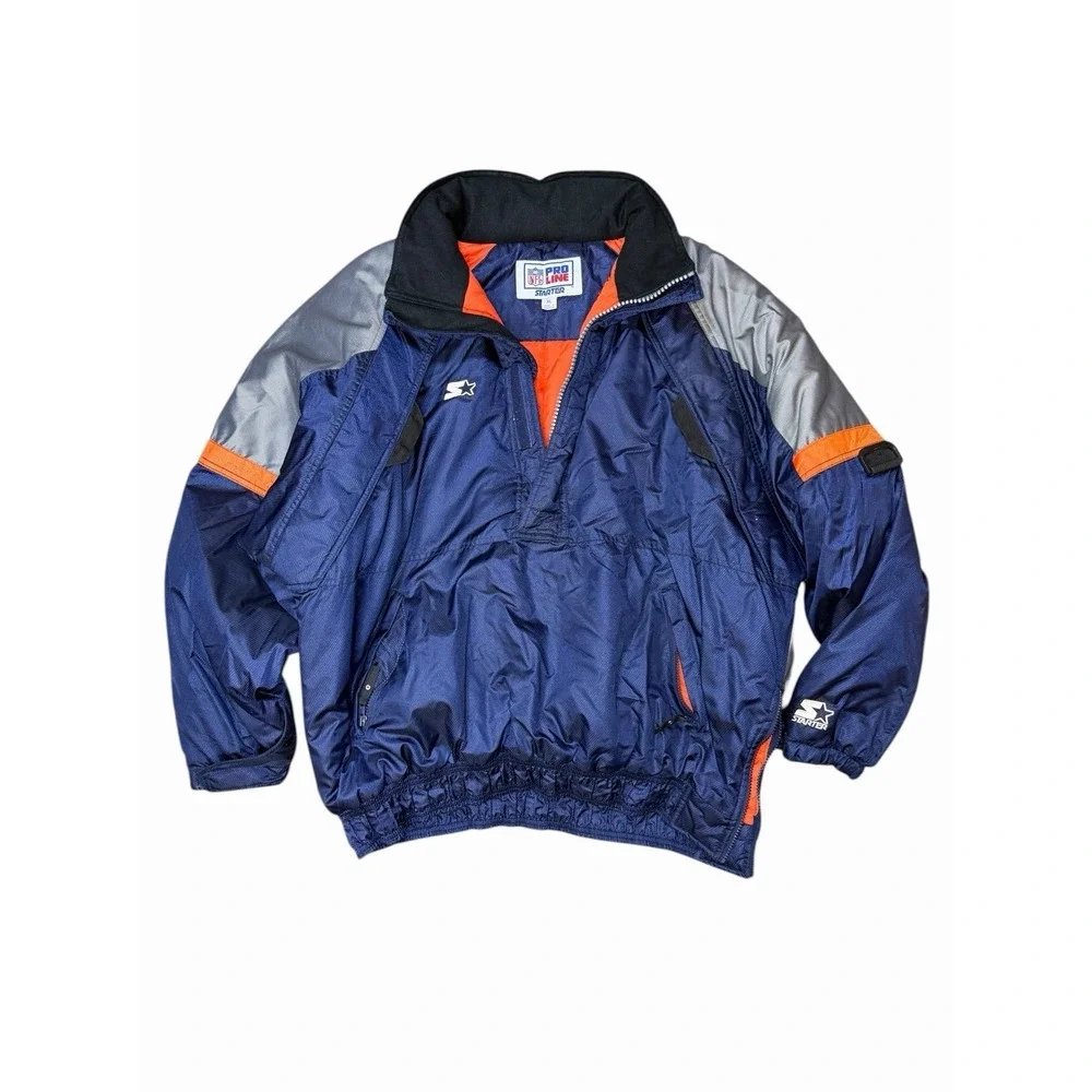Starter Chicago Bears Jacket XL NFL Pro Line Pullover Blue Orange Vintage